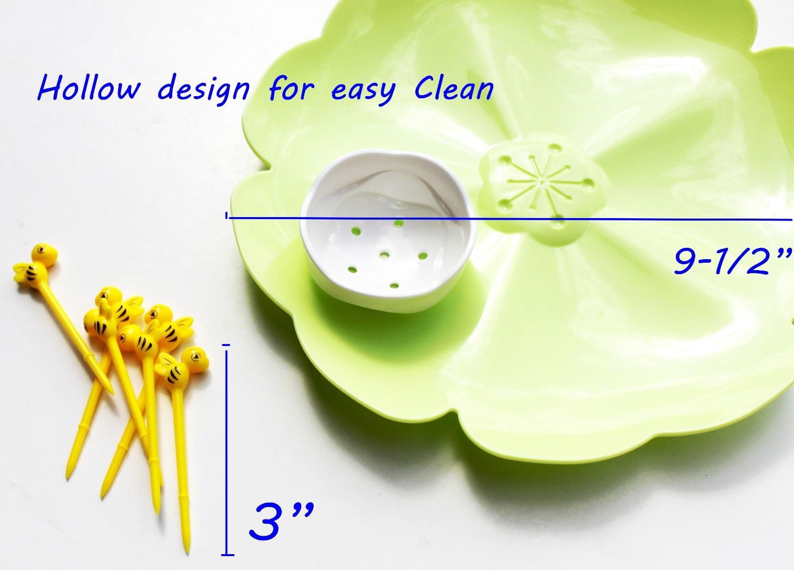 For Your Love Fruit Tray Candy Serving Plate with Cute Bee Picks EHD