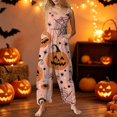 thumbnail image 2 of EANJE Halloween Overalls for Women, Sleeveless Spaghetti Strap Jumpsuit with Pockets, Print Wide Leg Baggy Romper, Adjustable Straps Fall Holiday Party Outfit Earthy Yellow 4XL, 2 of 6