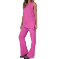 thumbnail image 3 of Sleeveless Women 2 Pieces Knit Sets Pajamas Sleepwear Set, 3 of 4