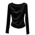thumbnail image 3 of Maean Women Satin Tops Cowl Neck Long Sleeve Elegant Fashion Dressy Shirts Work Office Business Blouse, 3 of 5