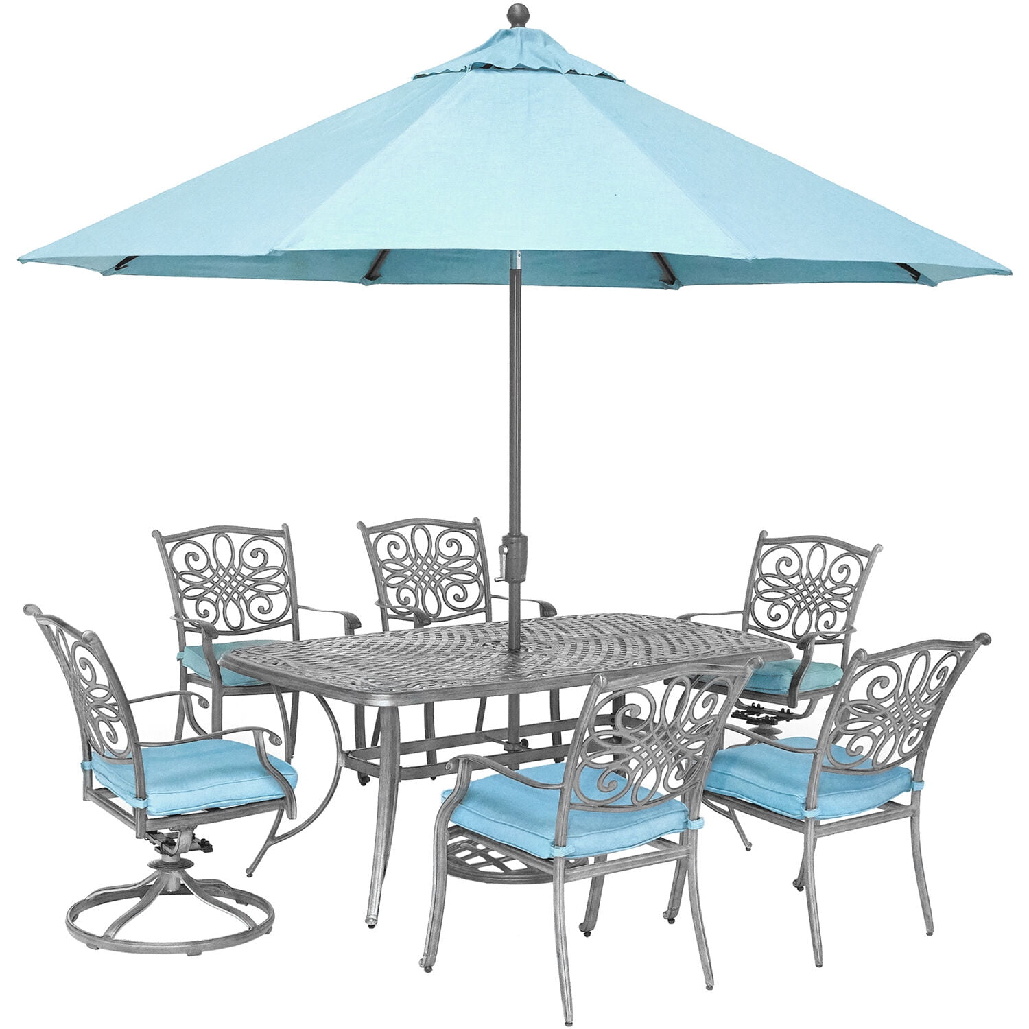 Hanover Traditions 7Piece Gray Patio Dining Set with 4 Chairs, 2