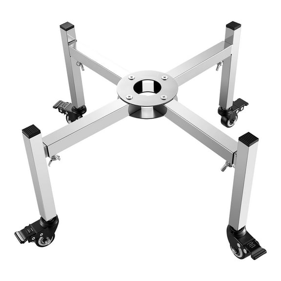 KFFKFF Adjustable Fire Pit Stand with Casters, 15-27 Inch Stretchable Design for Outdoor Firepits, Stainless Steel Accessory for Camping and Fireplace Use