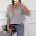 thumbnail image 4 of Pull Col Rond pour Femmes Mode Décontractée Col en V Boutons Cardigan à Manches Longues d'Hiver Pull Tricoté Veste Pull S-57 Gris S, 4 of 9