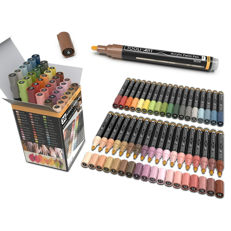  TOOLI-ART Acrylic Paint Markers Paint Pens Special Colors Set  For Rock Painting, Canvas, Fabric, Glass, Mugs, Wood, Ceramics, Plastic,  Multi-Surface. Non Toxic, Water-based (PASTEL) : Arts, Crafts & Sewing