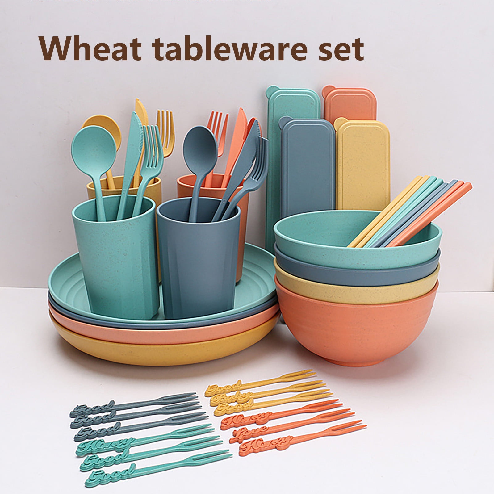 Whea t Straw Dinnerware Sets For 4 32pcs Whea t Straw Dinnerware Sets Microwave Dishwasher Safe Tableware Lightweight Bowls Cups Plates Set Reusable Dinner Walmart