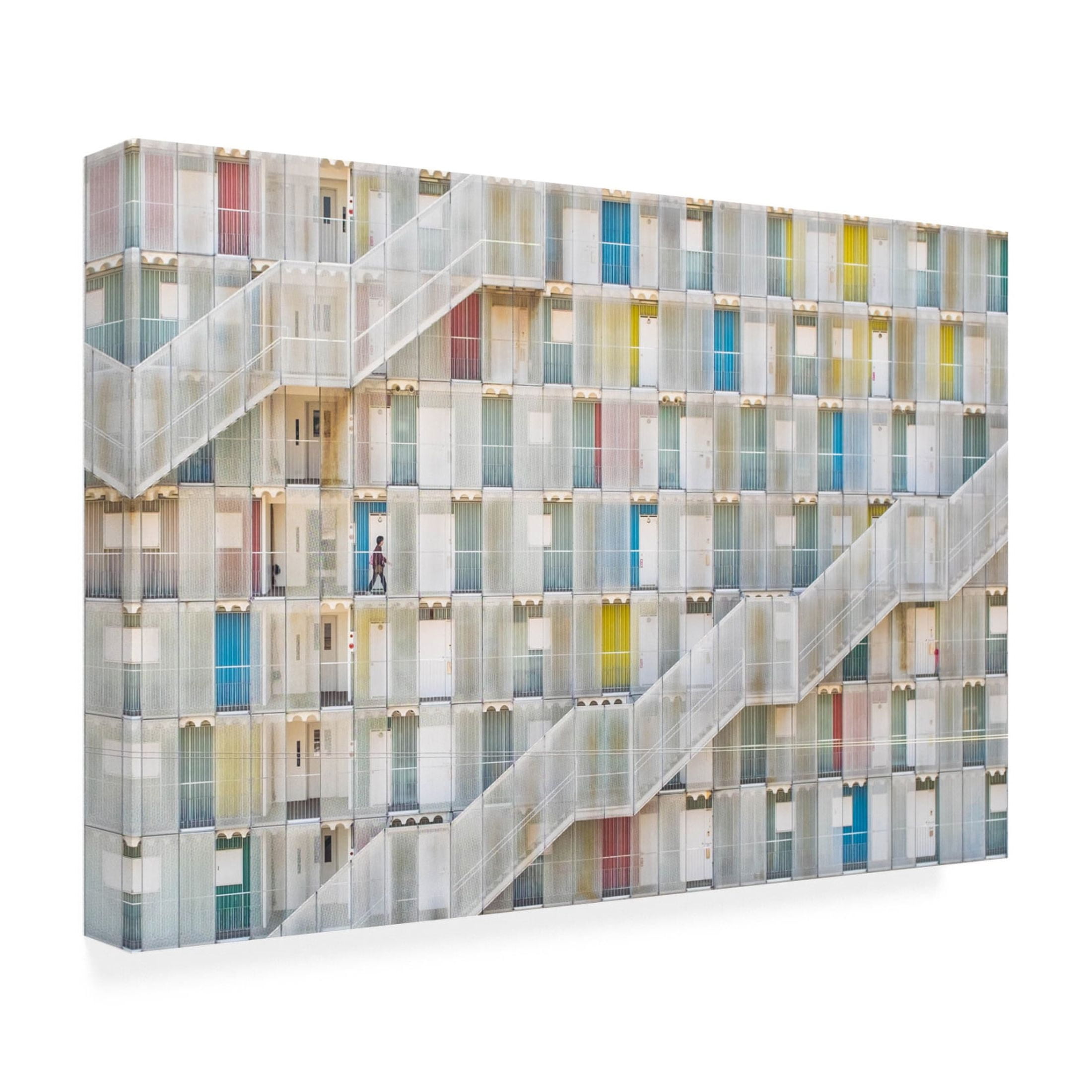 Canvas Wall Art - Satoshi Iwata 'Colorful Apartment' Wall Art for Living Room, Bedroom, or Office Décor by Trademark Fine Art - 47 x 30 Inches