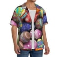 thumbnail image 4 of KLL Easter Eggs1 Print Men's Shirt Short Sleeve Button Down Summer Cuba Beach Shirts- Medium, 4 of 7