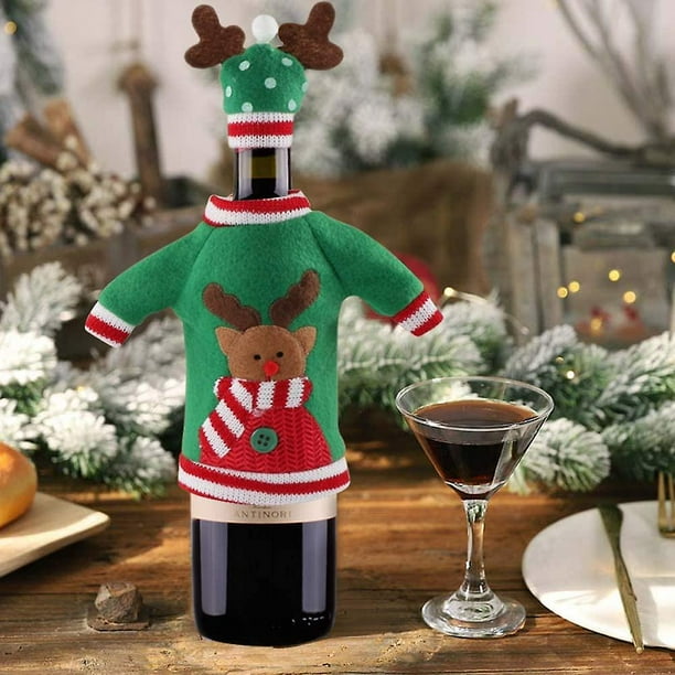 Ugly christmas sweater top wine bottle holder