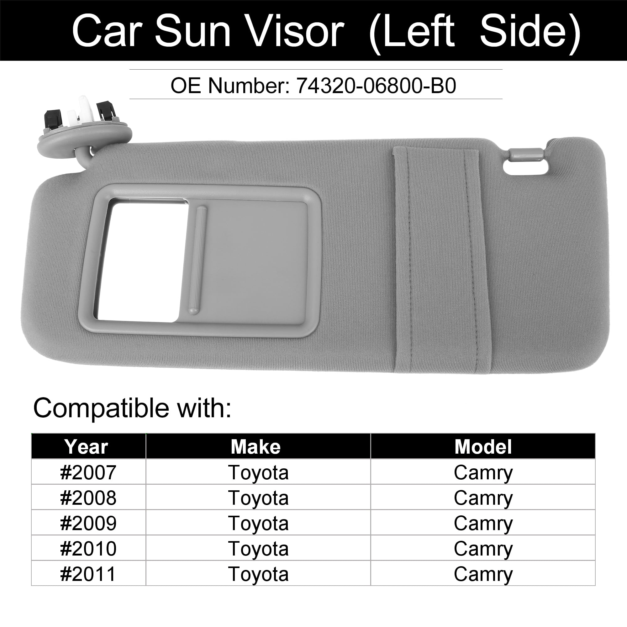 Driver Side Car Sun Visor For Toyota Camry 2007-2011 Jordan - View #6