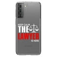thumbnail image 1 of DistinctInk Clear Shockproof Hybrid Case for Galaxy S21+ PLUS 5G (6.7" Screen) - TPU Bumper Acrylic Back Tempered Glass Screen Protector - Keep Calm The Lawyer Is Here, 1 of 2