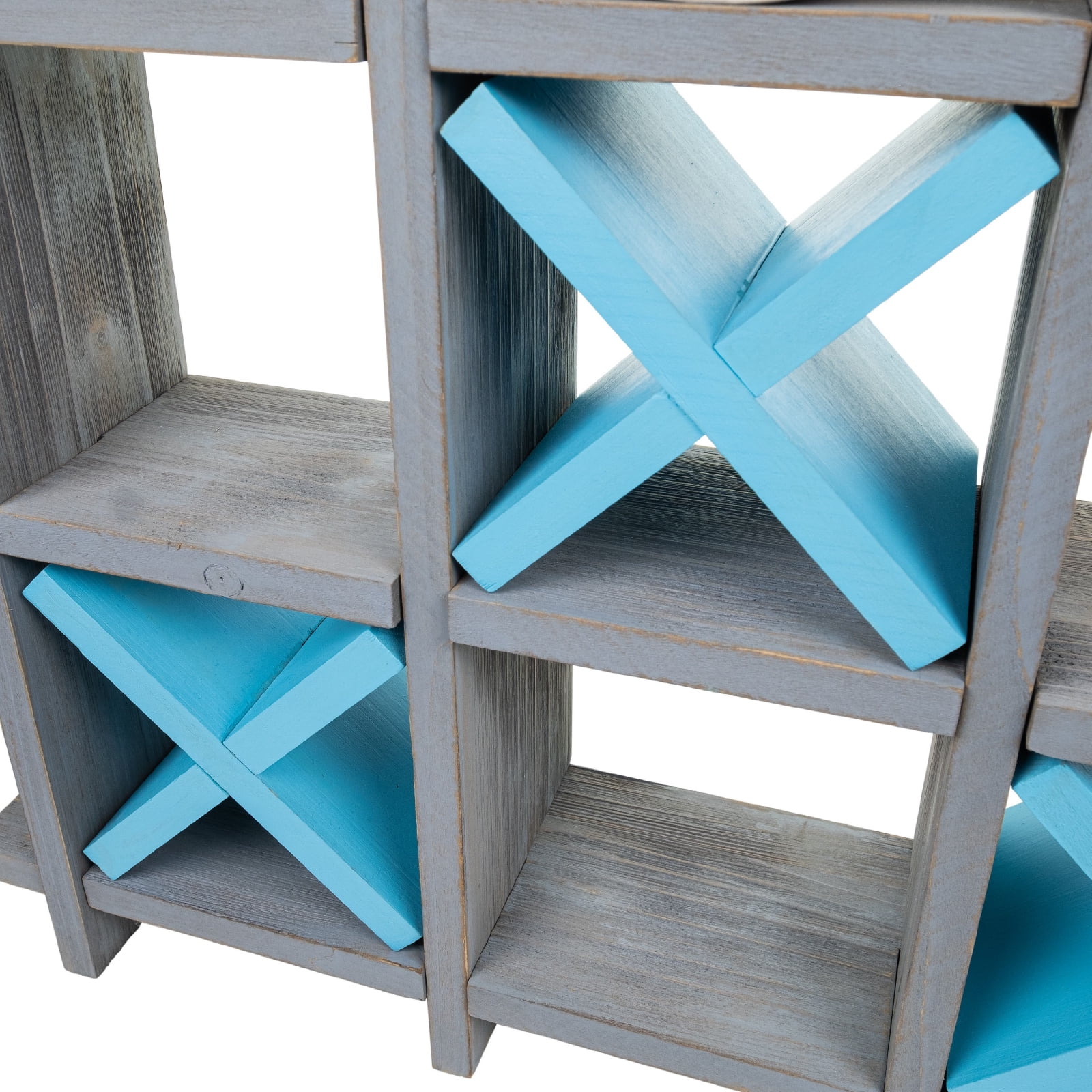 Excello Global Products Gray Wooden Toilet Paper Holder: Tic Tac Toe Design for Wall Mounted or Freestanding Bathroom Tissue Roll Storage Organizer - EGP-HD-0162A-OS