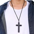 thumbnail image 2 of 90cm Brown/Black Wood Cross 48mm*84mm Pendants Men's Handmade Gift Rope Necklace, 2 of 9