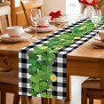 thumbnail image 5 of St. Patrick's Day Table Runner - 108 Inch Long Lucky Shamrock Grasses Black White Plaid Cotton and Linen Blended Dress Scarves Farmhouse Table Runner for Kitchen Dining, Coffee Table, 13" x 108", 5 of 8