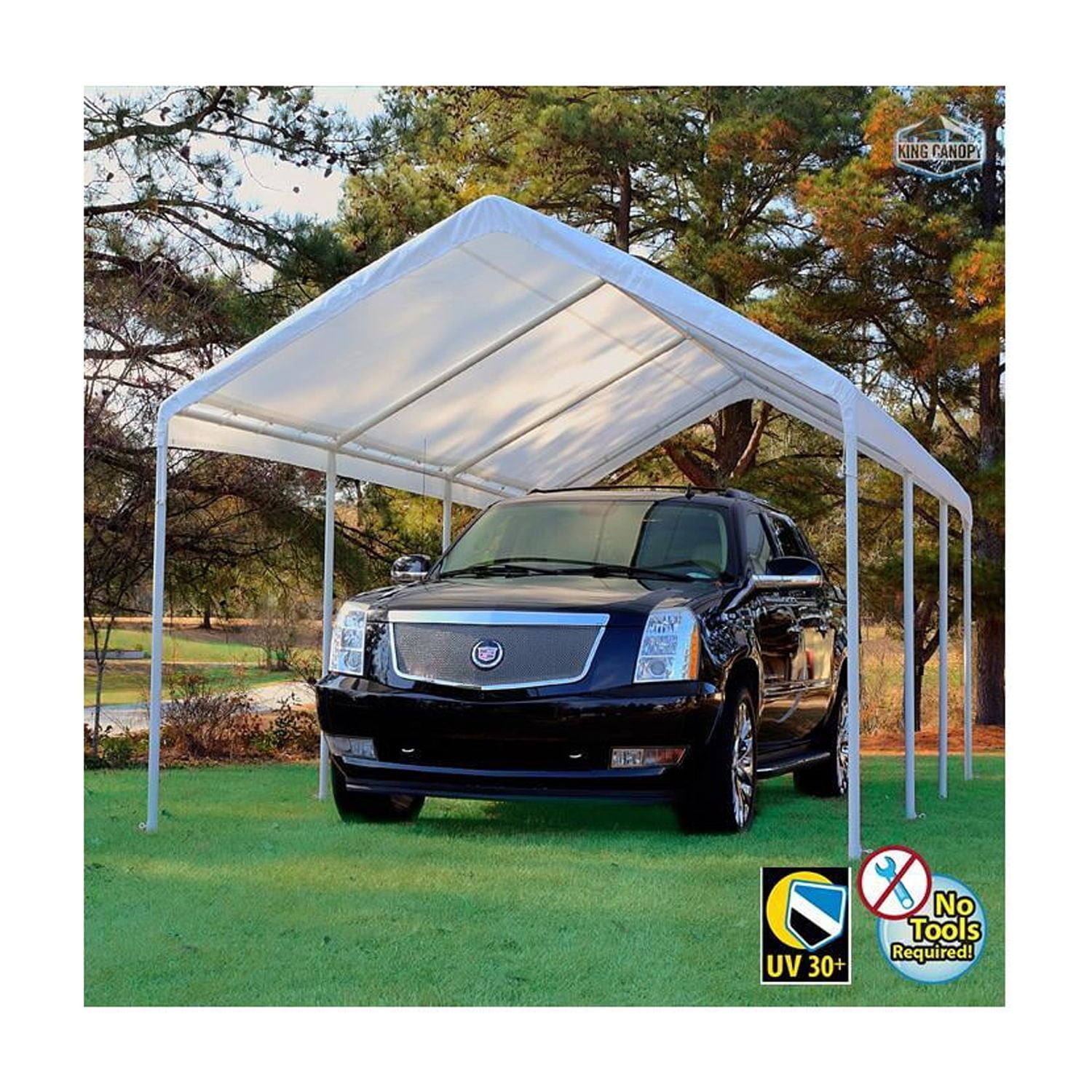 Large Carport Canopy with Steel Frame - 2 Car Shelter, Patio Cover, Outdoor Event Shade