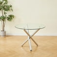 thumbnail image 1 of Velets 36" Round Glass Top Dining Table with Chrome Metal Legs, Modern Small Space Kitchen & Dining Room Table, 1 of 5