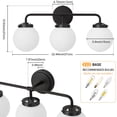 thumbnail image 4 of Vanity Light 3-Light Black Globe Mordern Bathroom Light Fixtures Over Mirror with White Globe Shade, 4 of 7