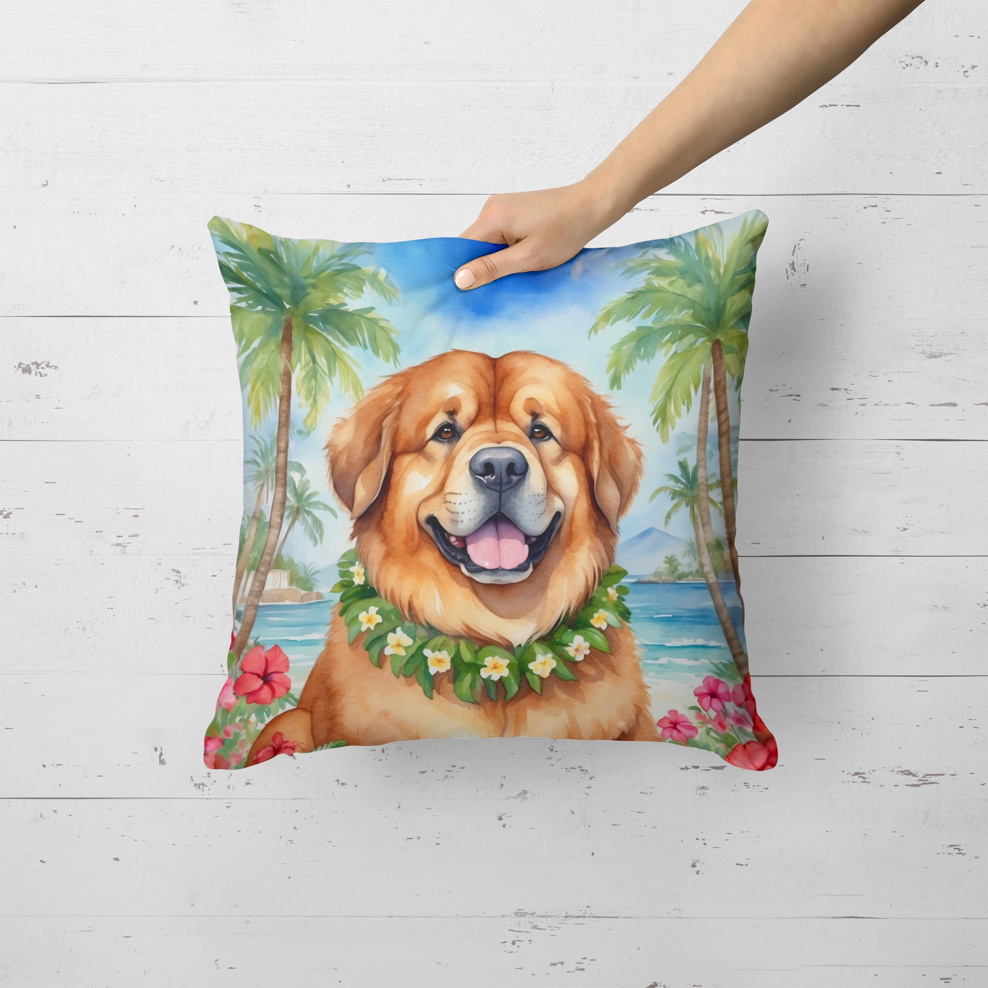 Tibetan Mastiff Luau Throw Pillow 18 in x 18 in