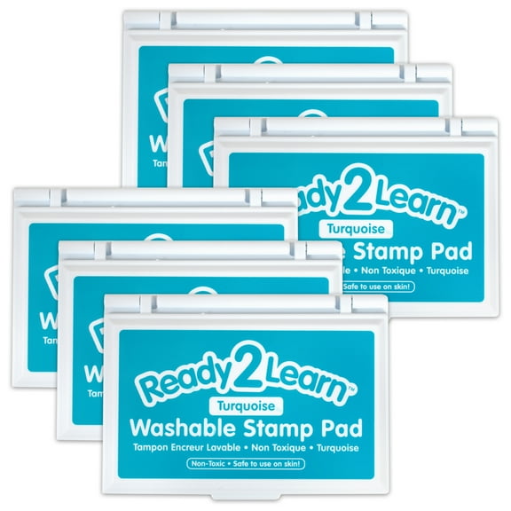 READY 2 LEARN Washable Stamp Pad - Turquoise - Pack of 6