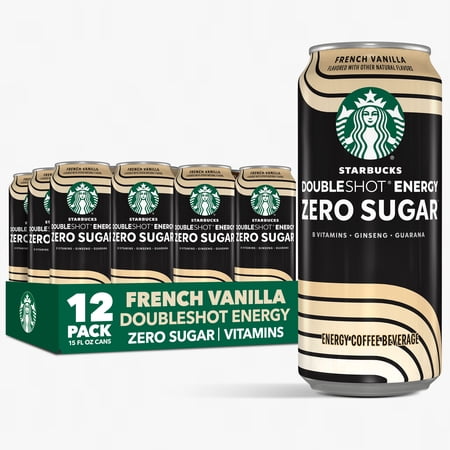 Starbucks Zero Sugar French Vanilla Doubleshot Coffee Energy Drink, 15 fl oz Cans, 12 pack