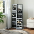 thumbnail image 2 of HOMCOM Jewelry Cabinet, 360° Swivel Jewelry Armoire with Mirror, Gray, 2 of 8