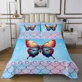 thumbnail image 1 of Erosebridal Girls Butterfly Coverlet Set Queen, Blue Galaxy Bedding Set, 3pcs, 1 of 5