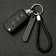 thumbnail image 2 of Car Key Keyring Anti-lost Car Phone Number Steel Buckle keyring car phone number Keychain with Braided Rope, Black Rope, Silver Buckle, 2 of 8