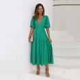 thumbnail image 5 of Vestido de manga corta con cintura informal para mujer, vestido de verano con escote en V profundo, superventas en Europa y América, 2023, 5 of 5