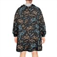 thumbnail image 2 of Wearable Oversized Blanket,Colorful Games Element Black Pattern Wearable Blanket Hoodie for Adults,Cozy Hooded Blankets with Super Pockets,Super Warm Fuzzy Pullover for Women & Men, 2 of 6