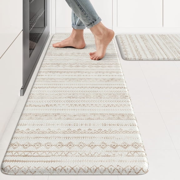 Kitchen Mats Cushioned Anti Fatigue, Waterproof Standing Mat for Kitchen Decor Laundry Office Desk Khaki 17"x 47" 17"x29"