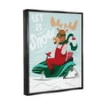 thumbnail image 3 of Let It Snow Moose Sleigh Holiday Graphic Art Jet Black Framed Art Print Wall Art, 3 of 6