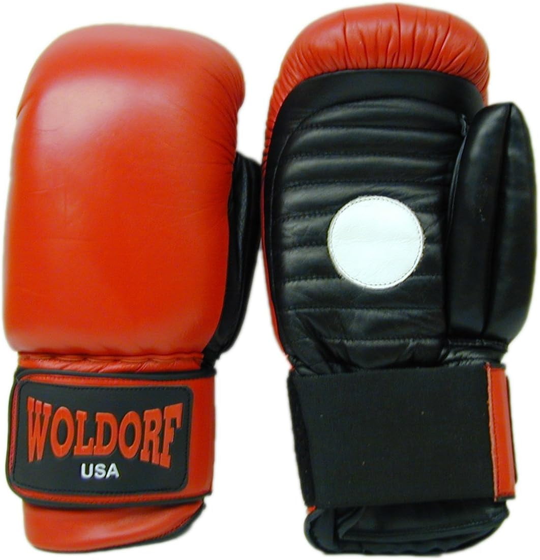 Woldorf USA Trainer Focus Gloves in Leather Sparring, Grappling Gloves, Kickboxing, Fighting Gloves, Muay Thai Training Gloves, Heavy Bag Gloves for Speed Punching