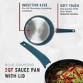 thumbnail image 5 of Prime Cuisine 2 Qt Blue Non-Stick Saucepan with Lid – Induction Cookware, Soft-Touch Handle, Even-Heat Base, Small Pot for Sauce, Soup, Boiling, and Simmering, 5 of 8