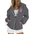 thumbnail image 4 of ZSQDM Women's Hoodies Sweatshirts Womens Casual Sweatshirt Crew Neck Cute Relaxed Fit Tops Breast Cancer Awareness Hoodies for Women Graphic Full Zip Up Sweatshirt Oversized Jackets Clothes (M), 4 of 7