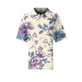 thumbnail image 4 of Womens Plus Size Casual Henley Waffle Knit Button-Up Top Short Sleeve Polo Shirt Hawaiian Shirt, 4 of 5
