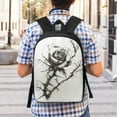 thumbnail image 6 of Goofa Black And White Rose Pattern 17in Student Backpack - School, Travel, Work Bookbag -Laptop Backpack,Water Resistant College School Computer Bag, 6 of 6