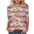 thumbnail image 2 of Xuyuer Easter 3/4 Length Sleeve Womens Tops Dressy Casual Blouses Spring Fashion 2026 Round Neck Business Trendy Tunics Top Shirts, 2 of 5