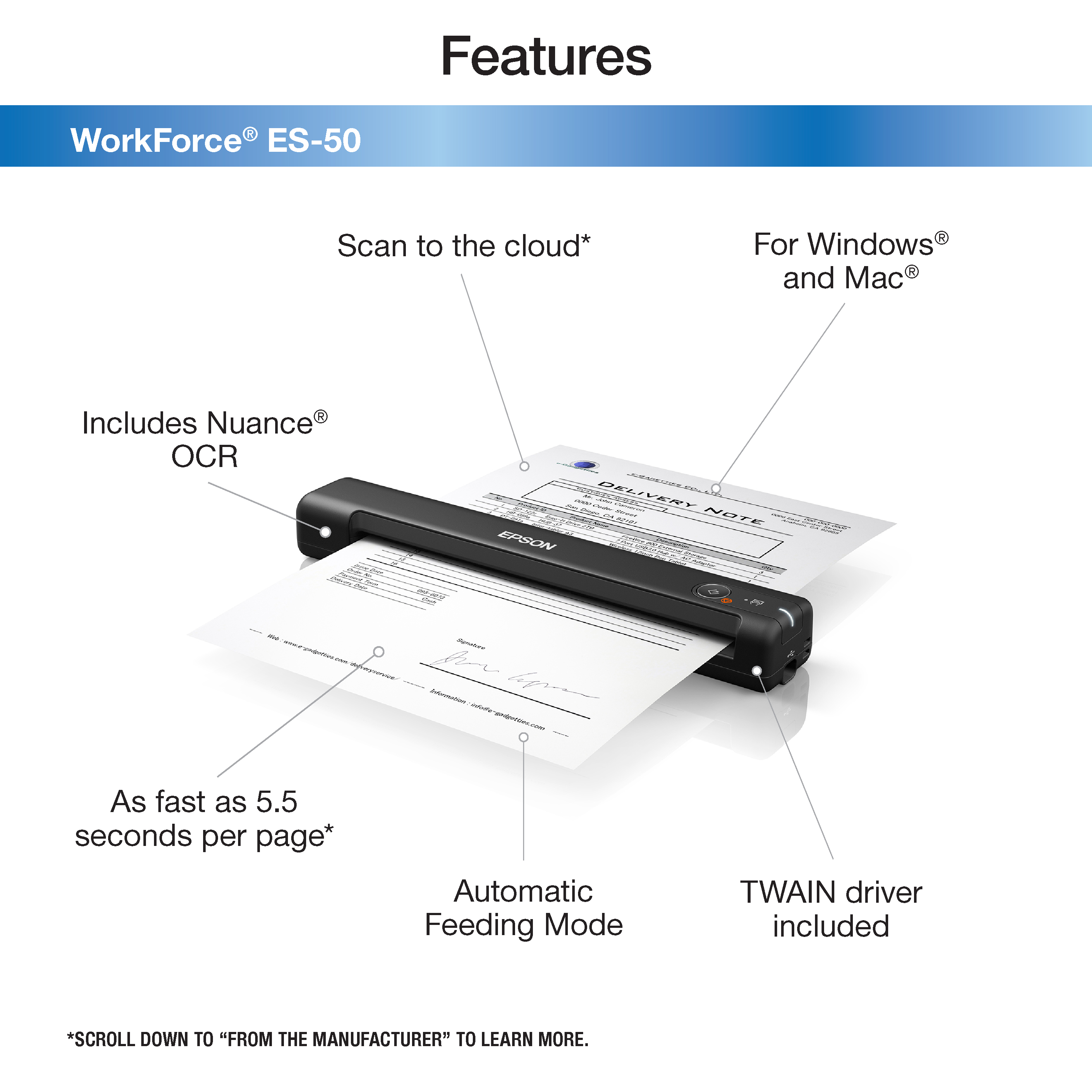 Epson WorkForce ES-50 Portable Document Scanner photo 2