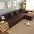 thumbnail image 2 of Sofa Covers for L Shape, Polyester Fabric Stretch Slipcovers 3 + 2 seat for Sectional sofa L-shape Couch, 2 of 14
