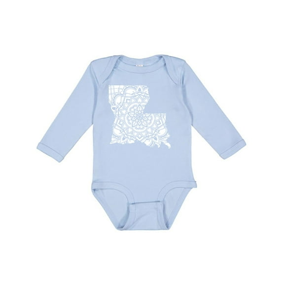 Inktastic Louisiana Silhouette Mandala Boys or Girls Long Sleeve Baby Bodysuit