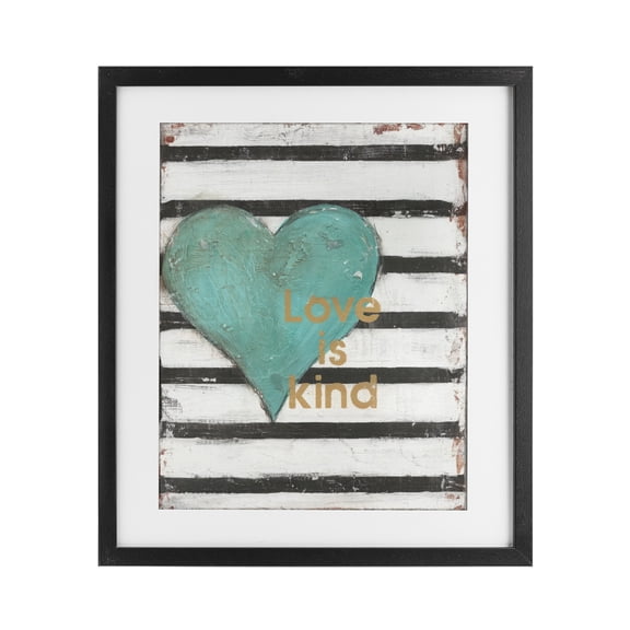 Stupell Industries Cottage Love Is Kind on Stripes Black Framed Print Under Glass, 13 x 16, by Cassandra Cushman