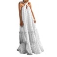 thumbnail image 1 of Vestidos para mujer Maxi vestido de moda bohemio con cuello en V suelto sin mangas sólido vestido de media pantorrilla Odeerbi  ODB-5, 1 of 9