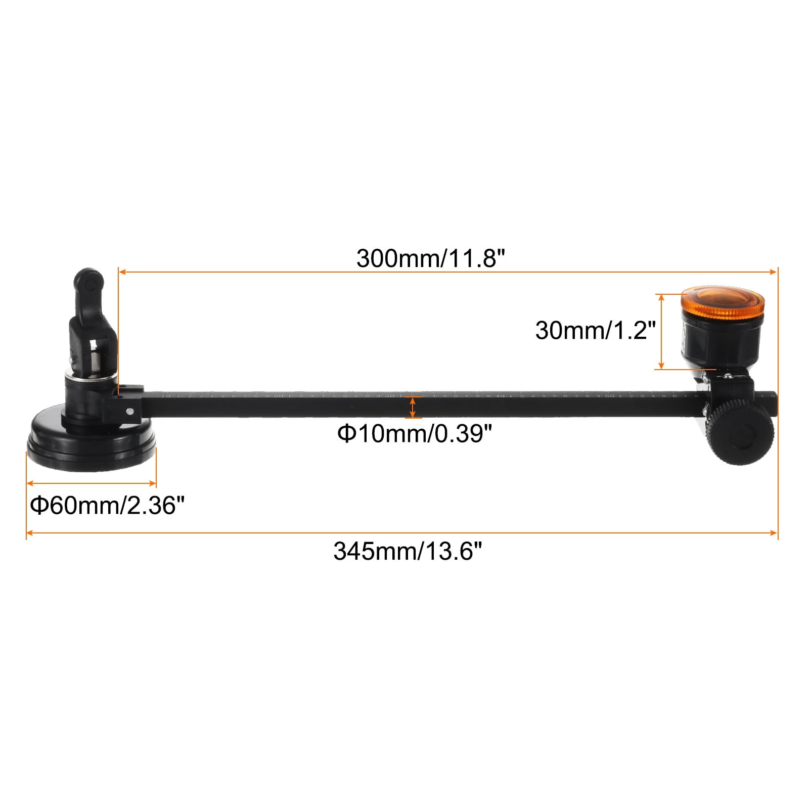 Oil-Filled Circular Glass Cutter 1.6"-11.8" Adjustable with Suction Cup for Glass, Black