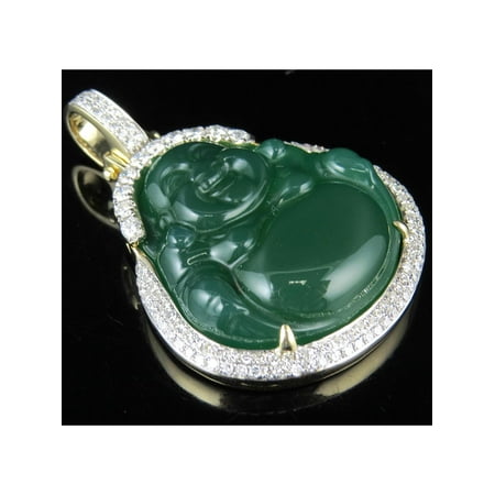 jade 25ct synthetic buddha 14k diamonds charm pendant yellow gold