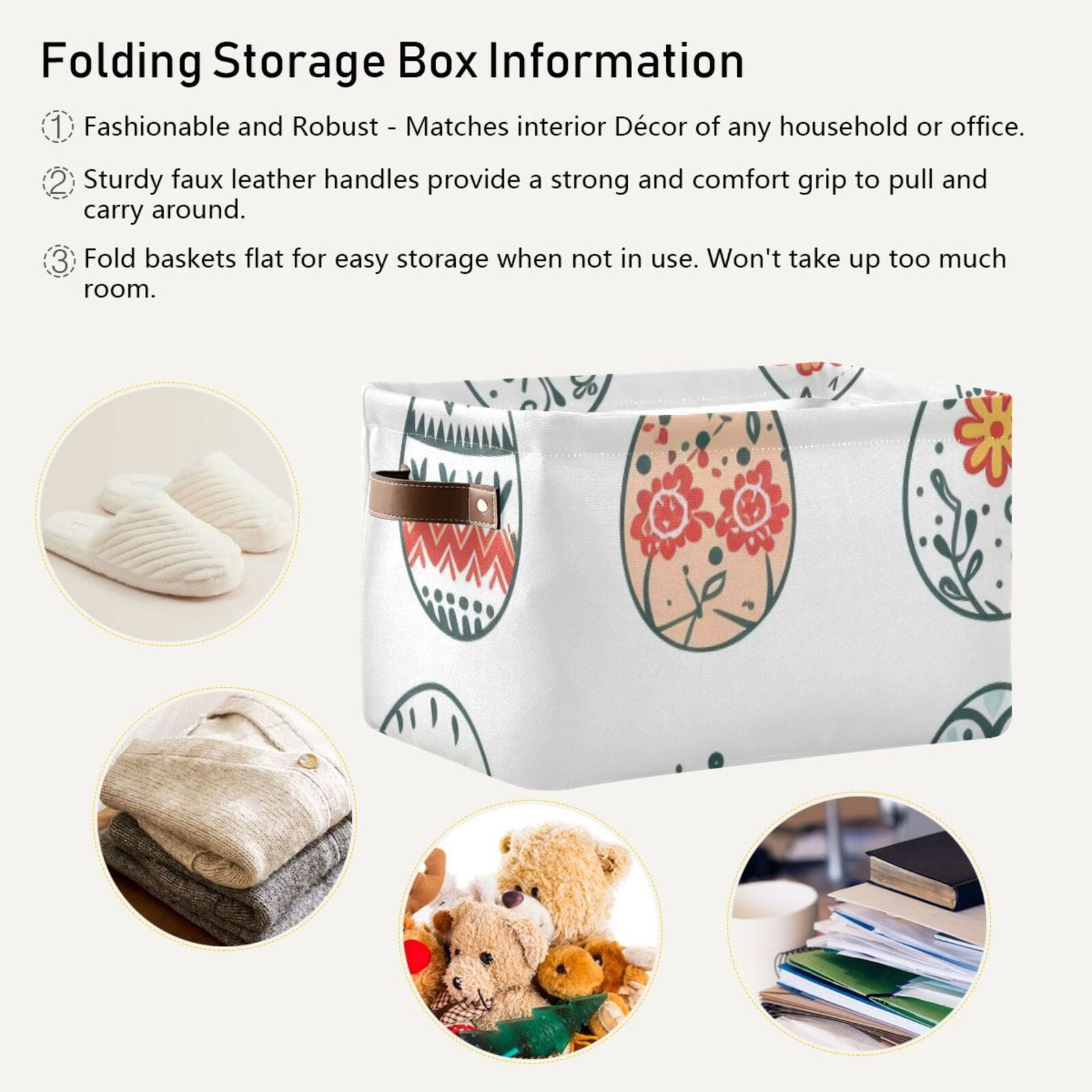 Full Easter Eggs Storage Bins Baskets With Handles Storage Box Clothes Organizer Organization Toys
