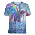 thumbnail image 5 of Rainbow Horse with Wings Women's T-Shirt Short Sleeve T Shirts Tops Tee Ladies Loose T, 5 of 6