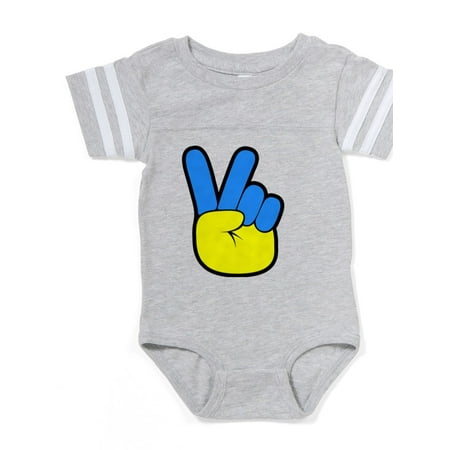 

CafePress - Ukrainian Flag Peace Sign U - Cute Infant Baby Football Bodysuit