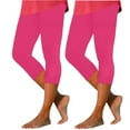 thumbnail image 2 of 2PC Plus Size Capri Leggings Women's Summer High Waisted Solid Capris Matching Slim Fitting Yoga Gym Pants, 2 of 7