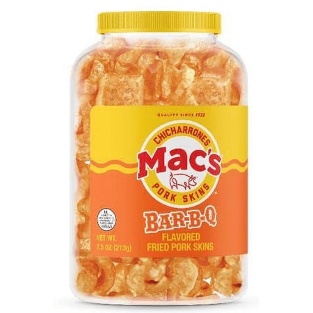 Mac's BBQ Pork Skins Canister, 7.5 OZ (Pack 5)