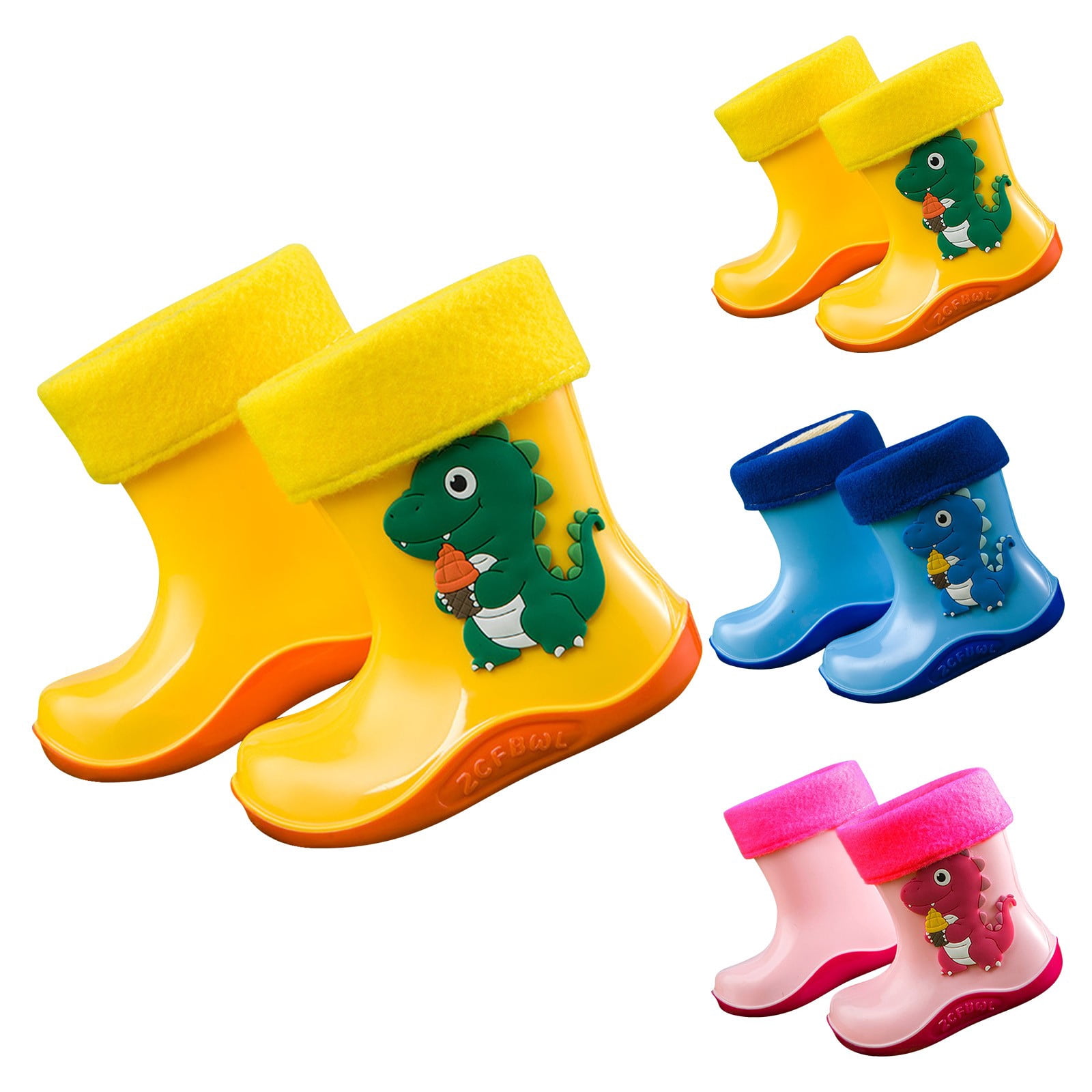 Otqutp Toddler Rain Boots for Boys Girls, Dinosaur Cute Fun Waterproof Non-Slip Bottom for Outdoor Play Kids Rain Shoes