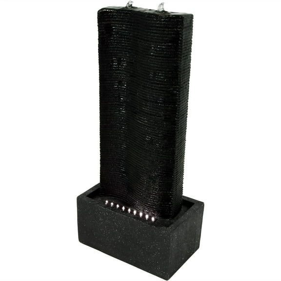 Sunnydaze Rippling Tower Polyresin Outdoor Water Fountain with Lights